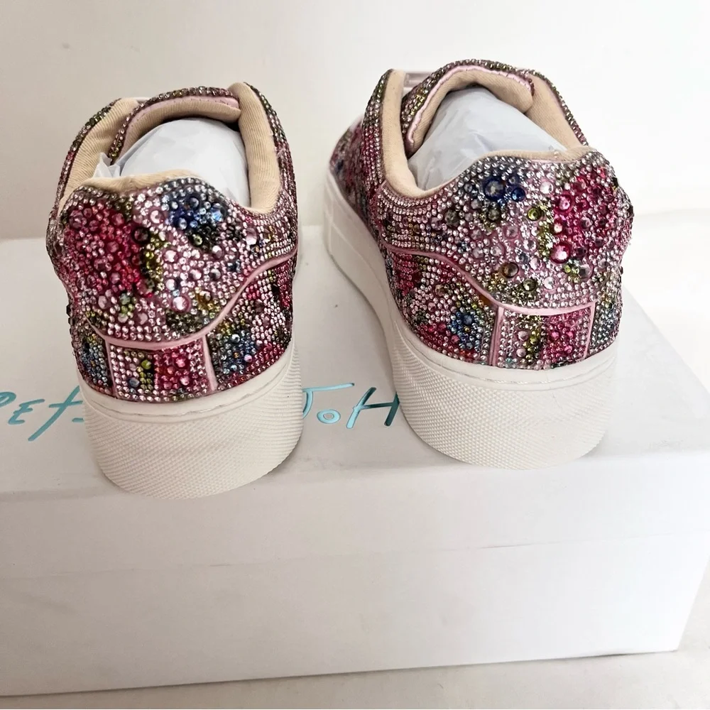 Betsey Johnson Sidny rhinestone floral Pink and Silver Sneakers 6.5 - Picture 6 of 10